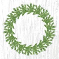 Wreath of spruce branches on grey background. New Year. Christmas. Frame template. Natural art decoration. Vector illustration. Vector pattern.