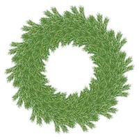 Beautiful banner with green wreath of spruce branches. Isolated vector illustration. Summer festive background. Vector pattern. Natural art decoration. Frame template.