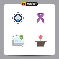 paquete de iconos de vector de stock de 4 signos y símbolos de línea para elementos de diseño de vector editables de flor de solidaridad de cinta de protección de carrera