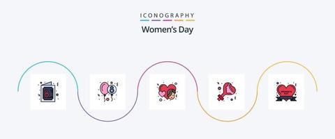 paquete de iconos de 5 planos llenos de línea de día de la mujer que incluye celebrar. signo. fiesta. género. evento vector