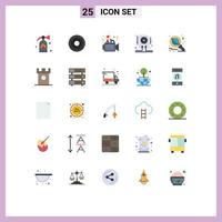 Flat Color Pack of 25 Universal Symbols of research astronomy presentation storage drive Editable Vector Design Elements