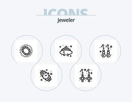 paquete de iconos de línea de joyería 5 diseño de iconos. . joyas. Moda. Moda. lujo vector