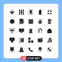 25 User Interface Solid Glyph Pack of modern Signs and Symbols of drop power lock energy charge Editable Vector Design Elements