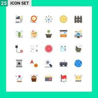 Pack of 25 Modern Flat Colors Signs and Symbols for Web Print Media such as fence eat business food share Editable Vector Design Elements