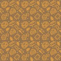 Bakery Signs Seamless Pattern Background on a Brown. Vector