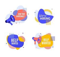 We are Hiring Concept with Abstract Memphis Style Elements Set. Vector