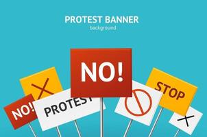 Realistic 3d Detailed Protest Concept Banner Card Background. Vector