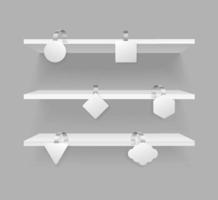 Realistic Detailed 3d Wobbler Promotion Pointing Sale and Shelves Set. Vector