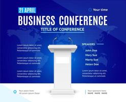 Realistic Detailed 3d Business Conference Template Invitation. Vector