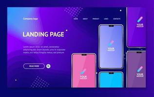 Mobile Phones Concept Card Landing Web Page Template. Vector