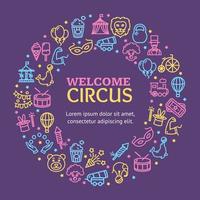 Circus Signs Round Design Template Thin Line Icon Concept. Vector