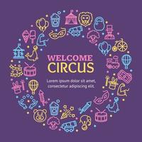 Circus Signs Round Design Template Thin Line Icon Concept. Vector