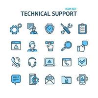 Technical Support Signs Color Thin Line Icon Set. Vector