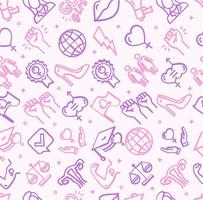 Feminism Signs Seamless Pattern Background on a White. Vector