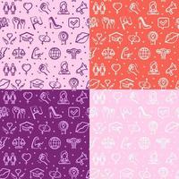 Feminism Signs Seamless Pattern Background Set. Vector