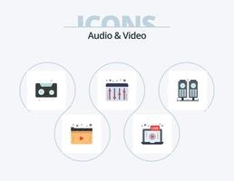 paquete de iconos planos de audio y video 5 diseño de iconos. . sonido. cinta de audio. música. audio vector