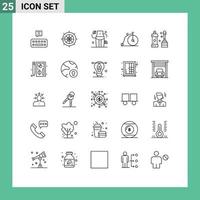 25 User Interface Line Pack of modern Signs and Symbols of cleaner vehicle diet transportation bike Editable Vector Design Elements