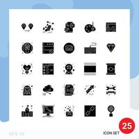 Pack of 25 creative Solid Glyphs of id drawing document draw a Editable Vector Design Elements