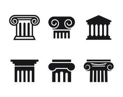 iconos de columna negros, iconos aislados en un fondo blanco vector