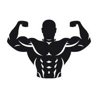 illustration of bodybuilder silhouette black on white background vector