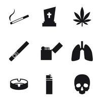 iconos de fumar y cigarrillos vector