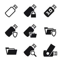 usb icons set vector