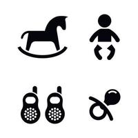 toys and accessories for kids icons black vector