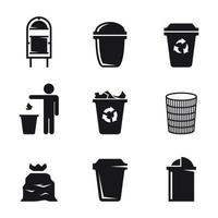 trash can icons set vector