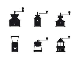 Coffee mills icons set, black on a white background vector