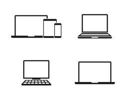 Digital devices icons set, black on a white background vector