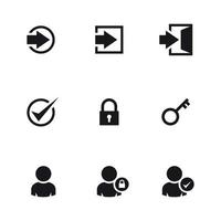Login icons set, black on a white background vector