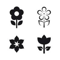 negro, iconos de flores sobre un fondo blanco vector