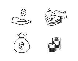 Money Icons Set. Outline icons on a white background vector