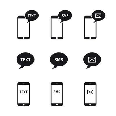 Mobile sms text message mail, black on a white background
