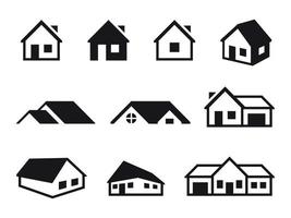 conjunto de iconos de casas. Negro sobre un fondo blanco vector