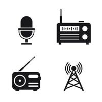 Radio icons set. Black on a white background vector