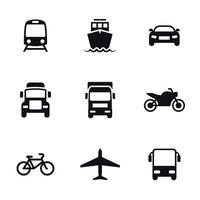 iconos de transporte. Negro sobre un fondo blanco vector