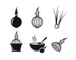 Onion icons set. Black on a white background vector