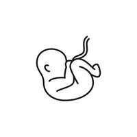 baby in the womb, black contour on a white background vector