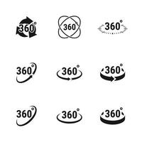 Angle 360 degrees sign, black icons on a white background vector