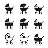 Black, isolted icons on a theme baby carriage vector