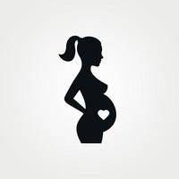 Pregnant woman icon, symbol. Black on a white background vector