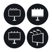 Billboard Icons Set, white on a black background vector