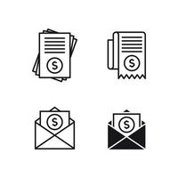 bill icons set, black on a white background vector