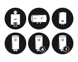 Boiler icons set, white on a black background vector