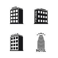 conjunto de iconos de hotel, negro sobre un fondo blanco vector