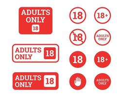 Under 18, adults only warning signs. Red on a white background vector