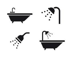 conjunto de iconos de baño. Negro sobre un fondo blanco vector