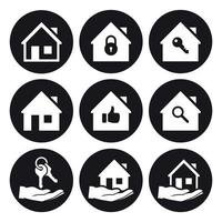 House icons set. White on a black background vector