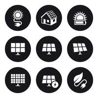 Solar energy icons set. White on a black background vector